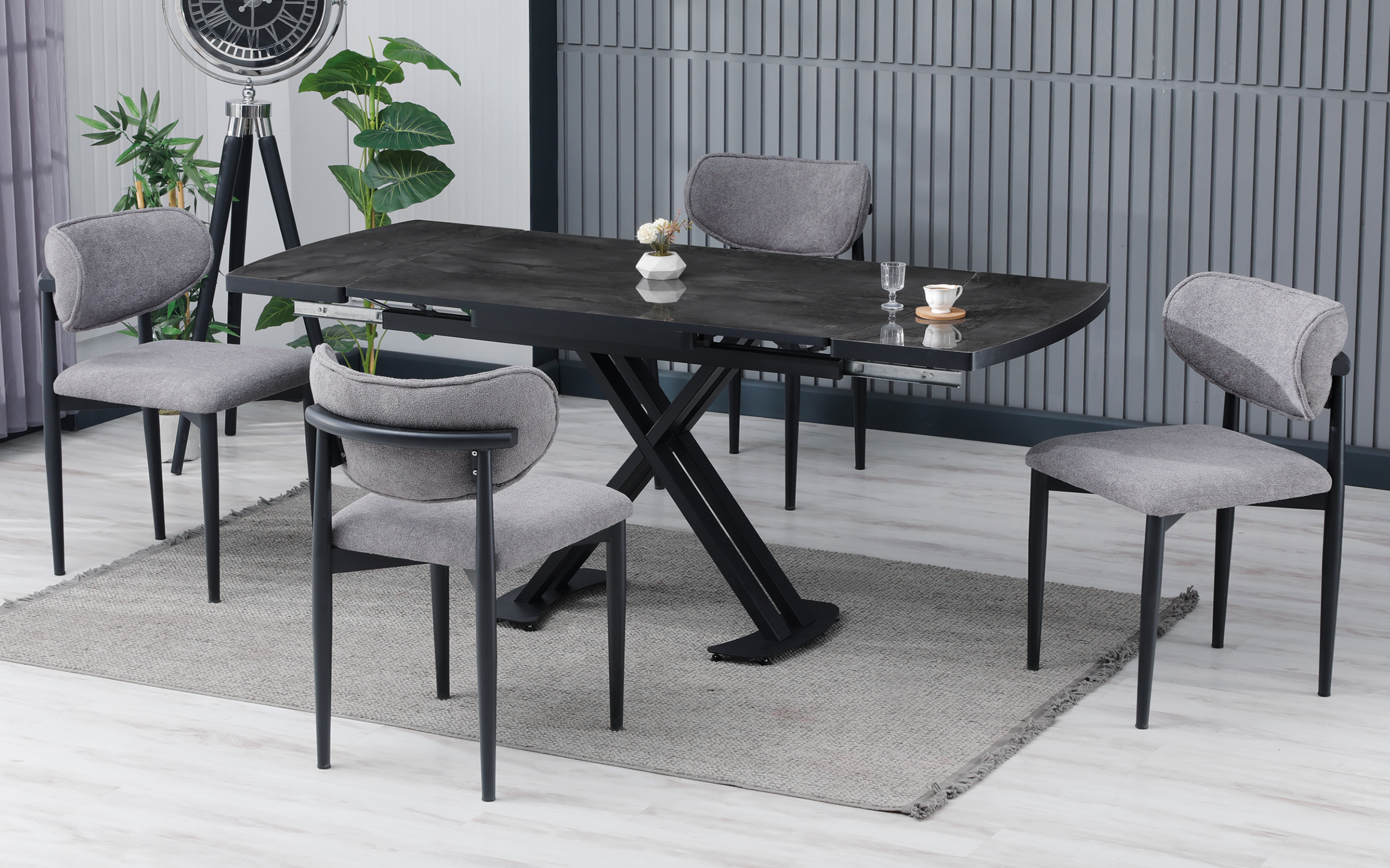 Dining chair Donika, black + grey  2